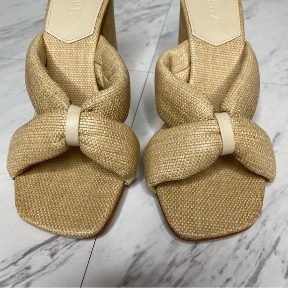 Schutz Fairy Natural Egg Shell Square Toe Heeled Sandal 8 1/2 B - Picture 10 of 14